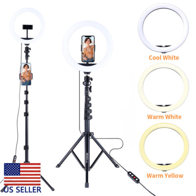 10'' LED Selfie Ring Light With Tripod Phone& Holder Stand For Makeup Live Stream