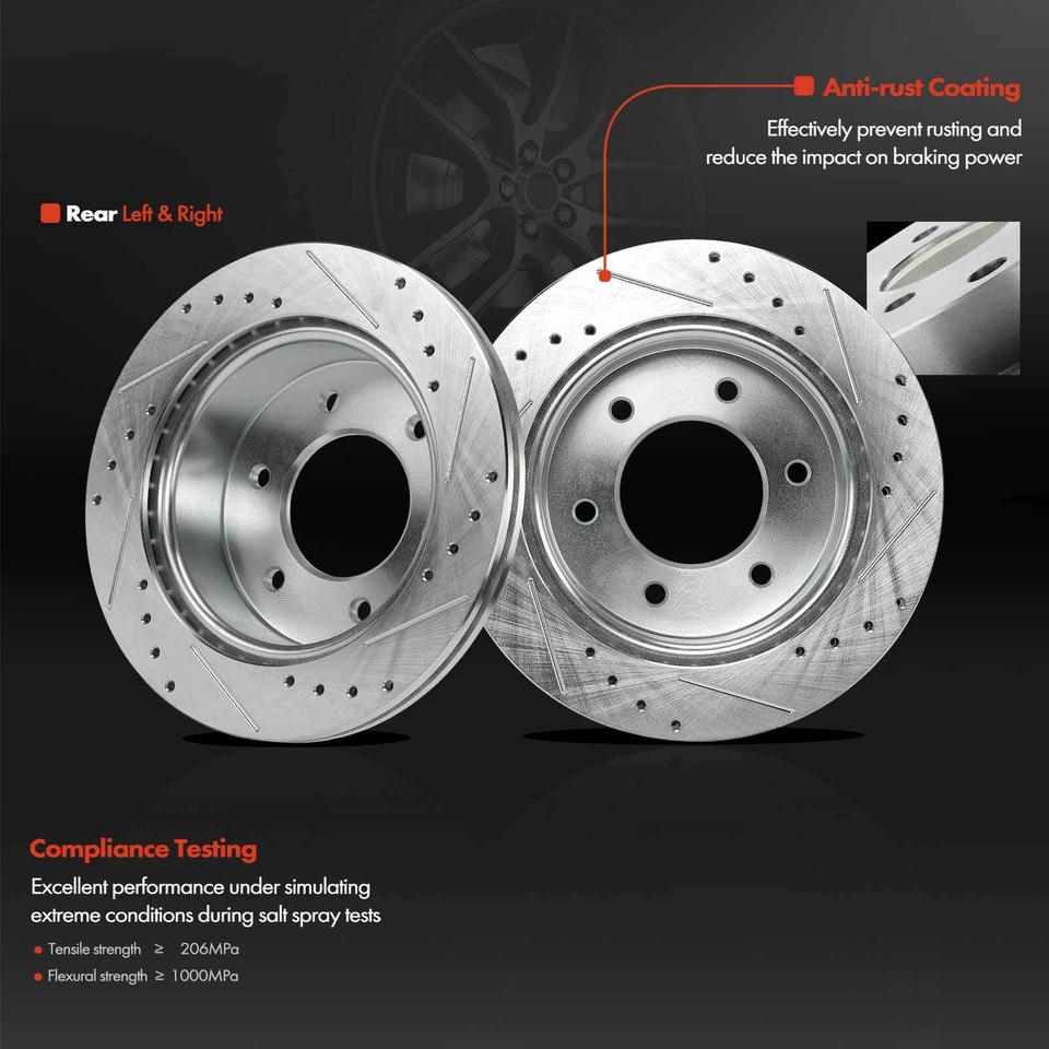 6x Drilled Brake Rotors & Ceramic Brake Pads for Ford Ranger 20192022