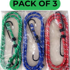 3 PK Elastic Bungee Straps Cords with Hooks - Secure Tie for Car, Bike, Luggage.