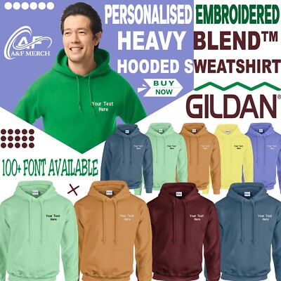 Personalisiertes individuell besticktes Unisex Gildan Heavy Blend Kapuzenpullover