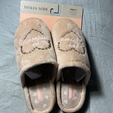 NWT Beige Slip on Slippers Scuffs Sz S 5-6 Cushioned by Thalia Sodi