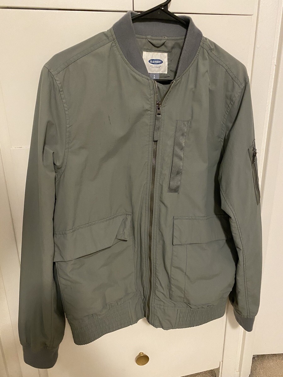 Old Navy Bomber Jacket Men's Full Zip Olive Green 100% Polyester