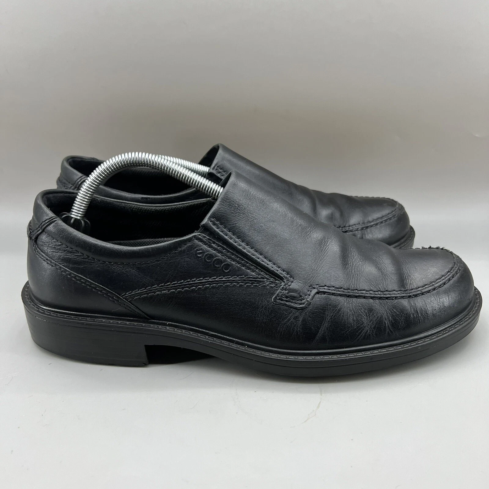 Scarpe ECCO Helsinki uomo taglia 10 5 mocassino nero pelle slip on punta bici casual