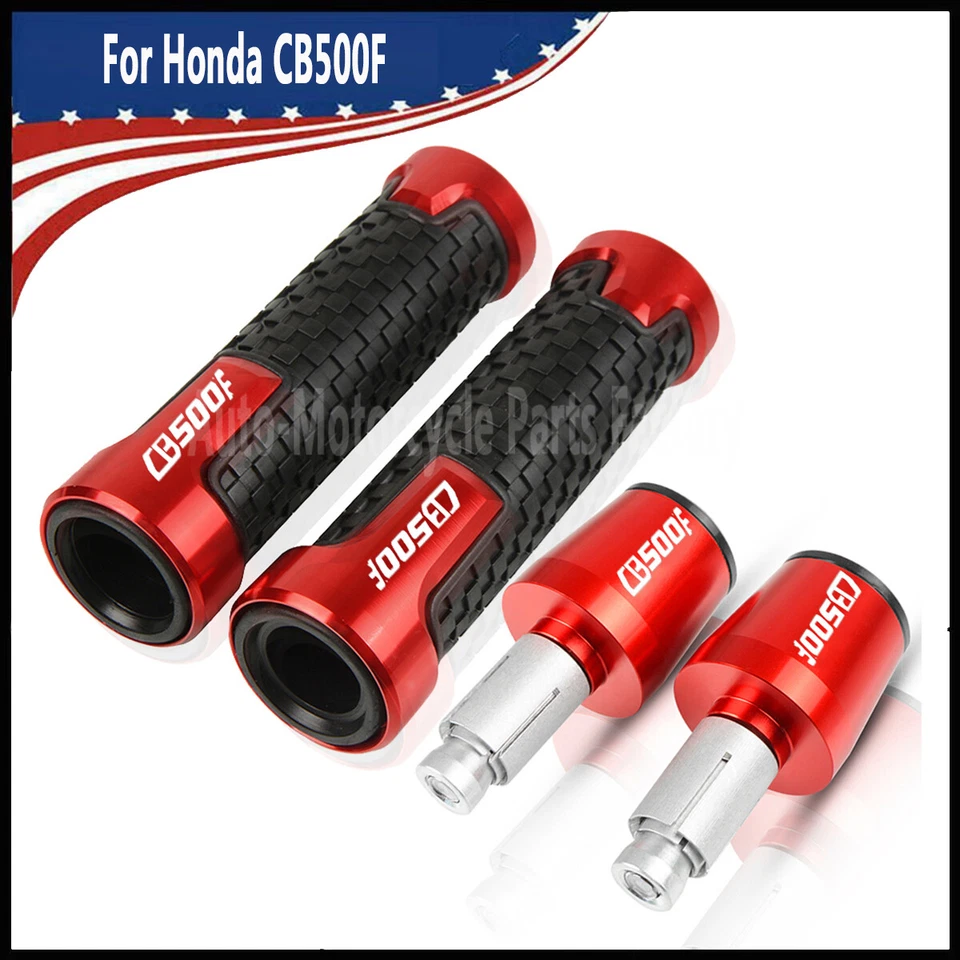 7/8" For Honda CB500 CB500F Motorcycle CNC Rubber Grip Handlebar Grip End Cap Foto 2 de 4