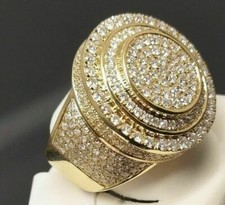 2.20Ct Round Cut Simulated Diamond Men's Elegant Ring 925 Silver Gold Plated
