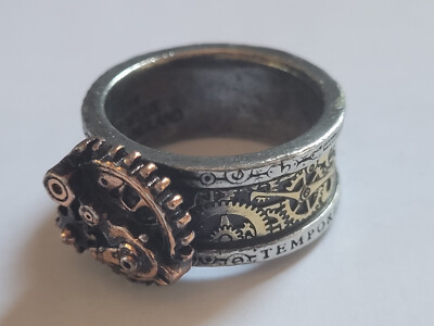 Quanta Mechanica Cosmonatallogy Petwer Brass Ring by Alchemy Gothic Size 10 R200