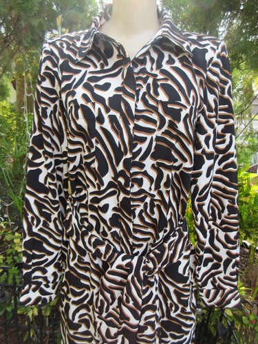 Diane Gilman DG2 Zebra Print Belted Shirt Dress Size S NWT 100% Polyester - Picture 3 of 13
