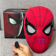 IN US Marvel Spider-Man Mask Moving Eyes Cosplay Prop Remote Control Ring Gift