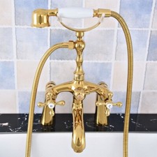 Gold Color Brass Bathroom Claw foot Tub Faucet / Filler With Hand Shower stf777