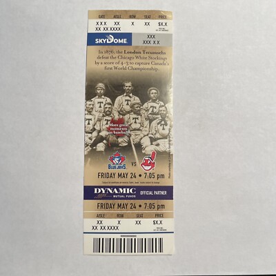 Toronto Blue Jays Vs Indians May 24 Ticket Stub Sample Skydome