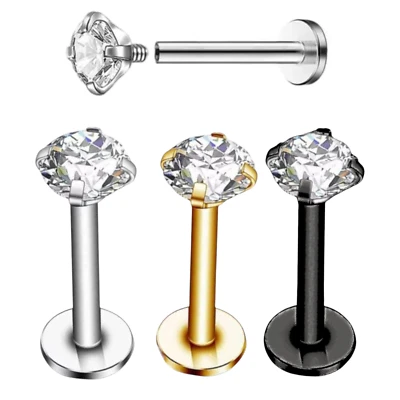 Piercing Lippenpiercing Labret Silber Madonna Monroe Tragus Piercing Kristall - Bild 1 von 4