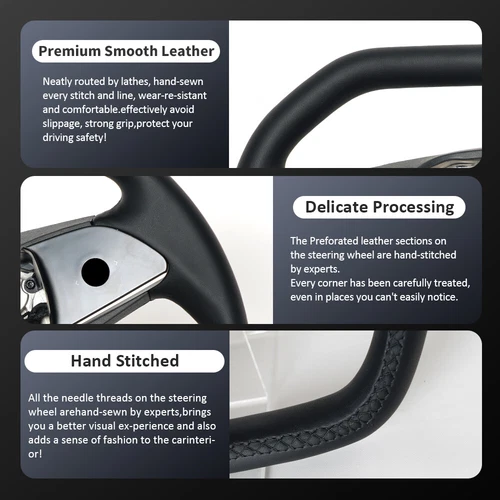 Upgrade Steering Wheel Fit For Tesla Model 3 Model Y 2016-2017 w/Heated - Picture 7 of 11