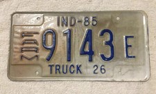 Good Solid 1985 INDIANA LICENSE PLATE See My Other Plates