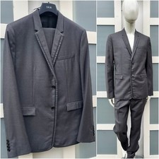 UltraRare Great Dior Homme SS13 Leather Trim Waxed Gray Virgin Wool Suit