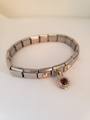 Nomination Classic Composable Btacelet With Garnet Dangle Link- 18 Links
