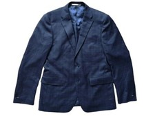 Veste bleue à carreaux ADAM BUSINESS taille L laine blazer homme
