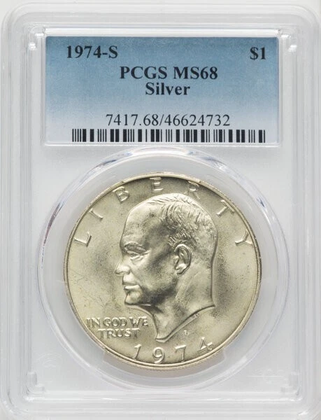 PCGS Certified MS 68 Graded 1974 Eisenhower Dollars (1971-1978