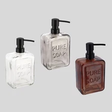 Vintage-Style Glass Soap Dispenser with PURE SOAP Design