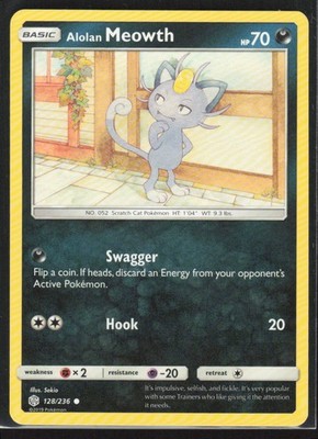 2019 Sun & Moon - Cosmic Eclipse Alolan Meowth Basic/Common #128