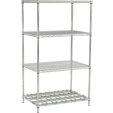 Nexel Poly-Z-Brite 4 Tier Wire Shelving Unit 1 Heavy Duty Shelf 36"W x 18"D x
