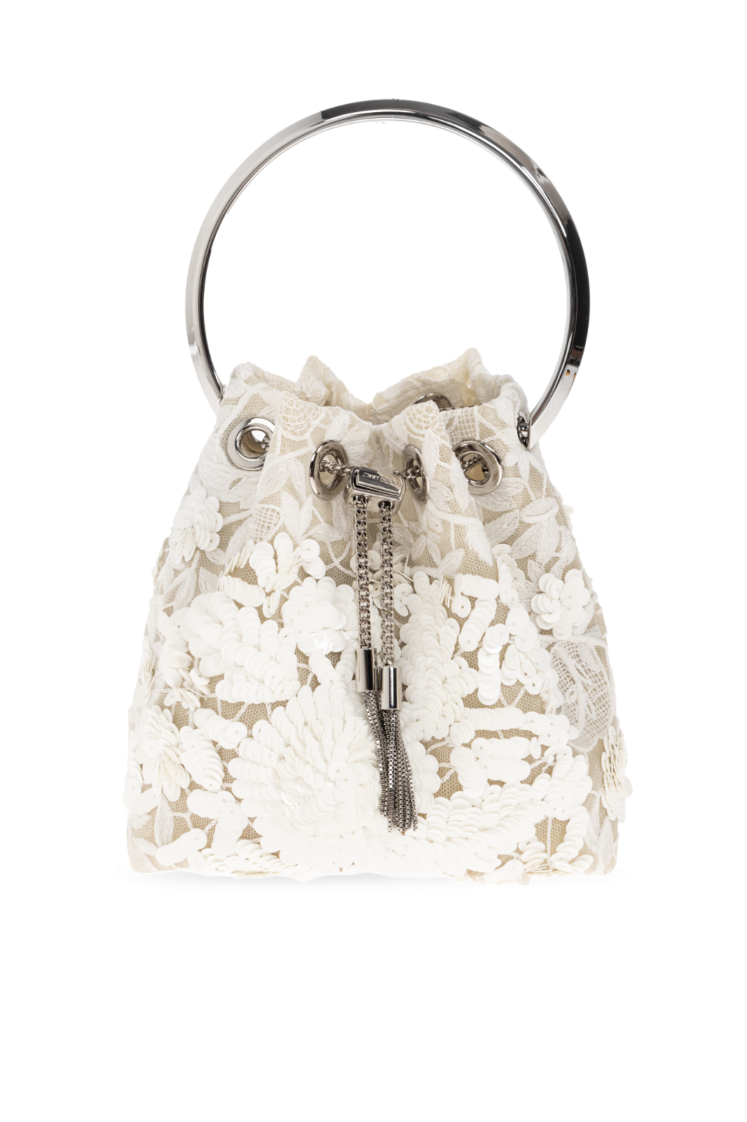 JIMMY CHOO Bon Bon Ivory SIlver Top Handle Bag New
