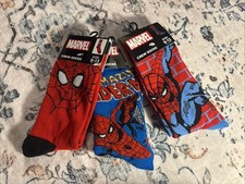 New Marvel Spider-Man Crew Socks Size 9-13 Novelty Lot Of 3