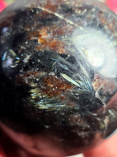 XX Large 3" 77mm 667g Garnet Arfvedsonite Sphere Crystal Stone Ball Carving - Picture 6 of 21