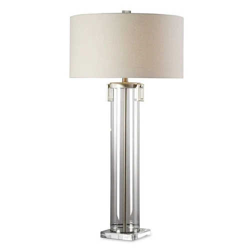 UTTERMOST 27731 MONETTE CLEAR ACRYLIC CYLINDER TABLE LAMP THICK CRYSTAL FOOT - Picture 1 of 3