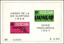 Mexico 1967 Pre-Olympic Series XIX Olympics 1968 Airmail Booklet