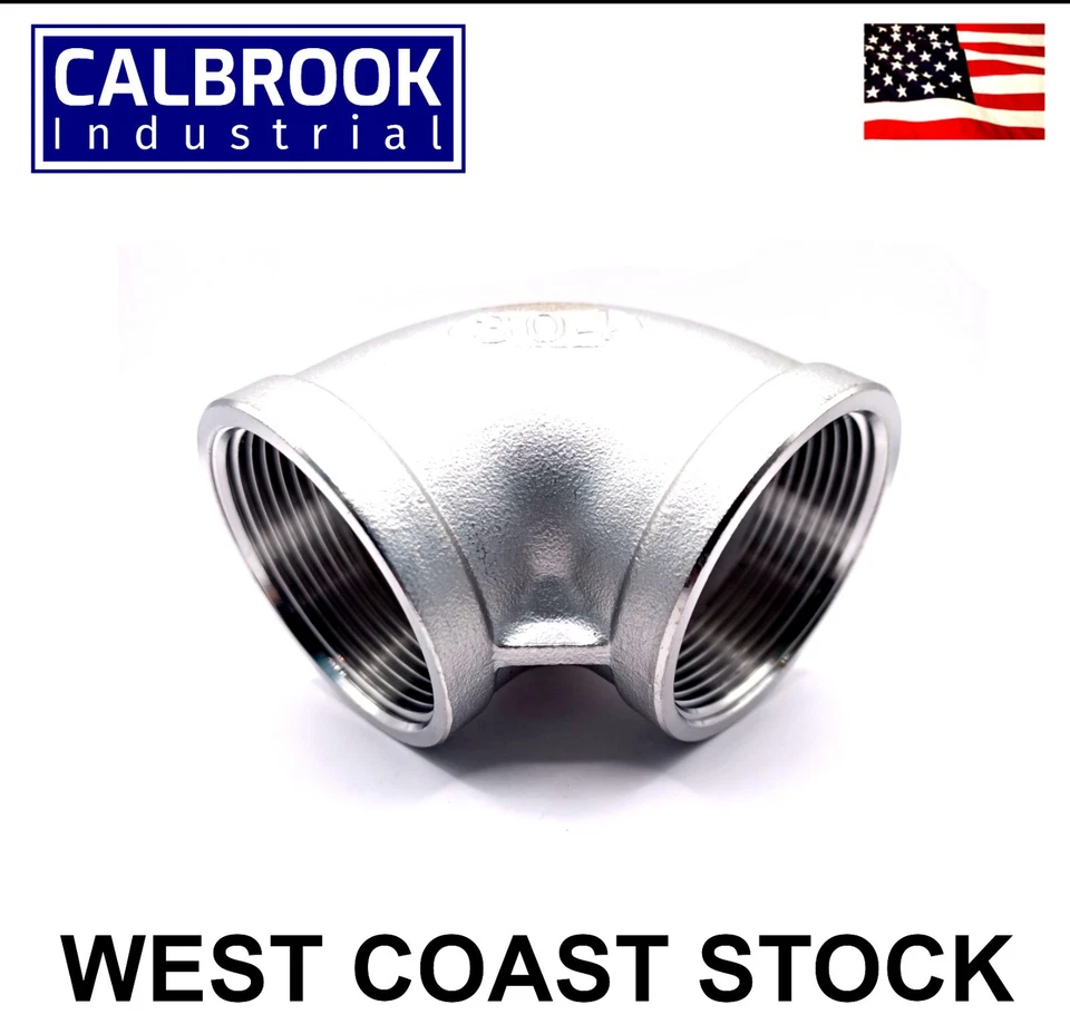 1-1/2" 150 Female NPT 90° Elbow 304 Stainless Steel Pipe Fitting - Image 3 of 4