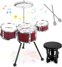 Upgraded Toddler Drum Set with Lights Kids Jazz Drum Kit for 3-5 Boys Girls  Mu