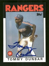 1986 Topps 559 Tommy Dunbar signed auto autograph  crisp blue sharpie ASC BXCP58