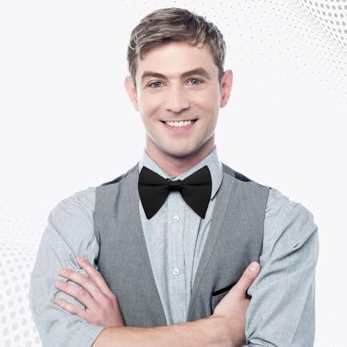 Oversized Bow Ties for Men, Pre-tied Bow Tie Adjustable Mens Bow Ties Black
