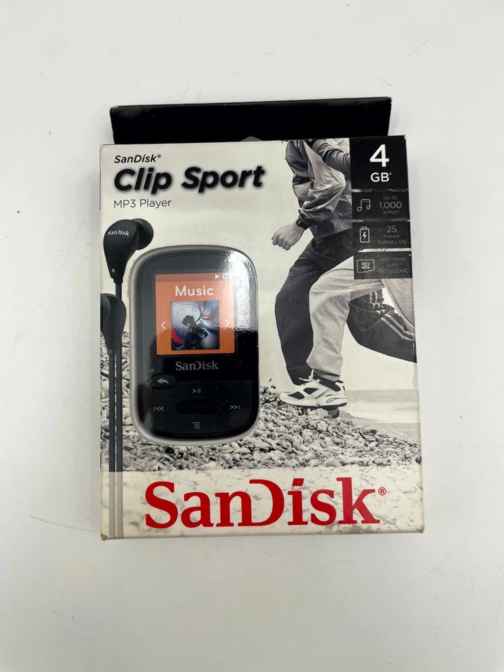 SanDisk Clip Sport MP3 Player 4 GB Black LCD Screen FM Radio MicroSDHC Slot - Image 3 of 4