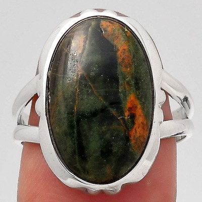 Natural Turkish Rainforest Chrysocolla 925 Silver Ring s.8 Jewelry R-1657
