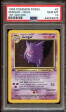 PSA 10 GEM MINT Gengar 5/62 HOLO RARE Fossil 1ST EDITION Pokemon Card