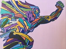 Expressionism 8X10 Acrylic Painting Unknown Super-Hero Original Handmade Art