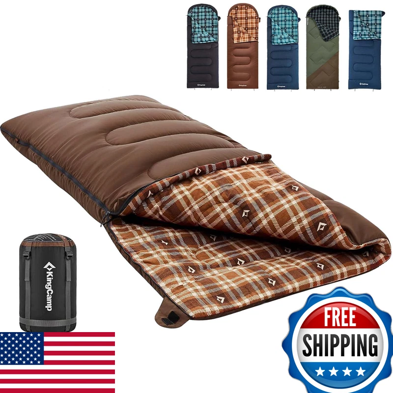 Kingcamp Sleeping Bag For Adults Cold Weather Warm Xl Big And Tall Flannel
