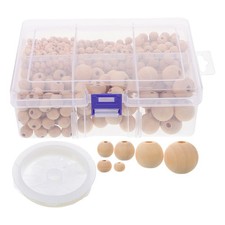 Wooden Round Beads Set Durable for DIY Craft Jewelry Assorted Color Loose Beads