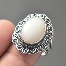 Rainbow Moonstone Gemstone Handmade Fashion Gift Jewelry Vintage Ring 8" SR 2247