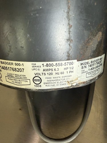 Insinkerator Continuous Feed Garbage Disposal Black BADGER 500-1 - Picture 6 of 11