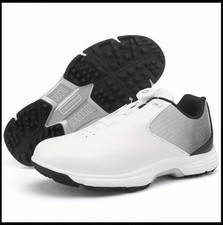 Men’s Spikeless Golf Shoes UK 10 Dial Fastening Water Resistant White Black