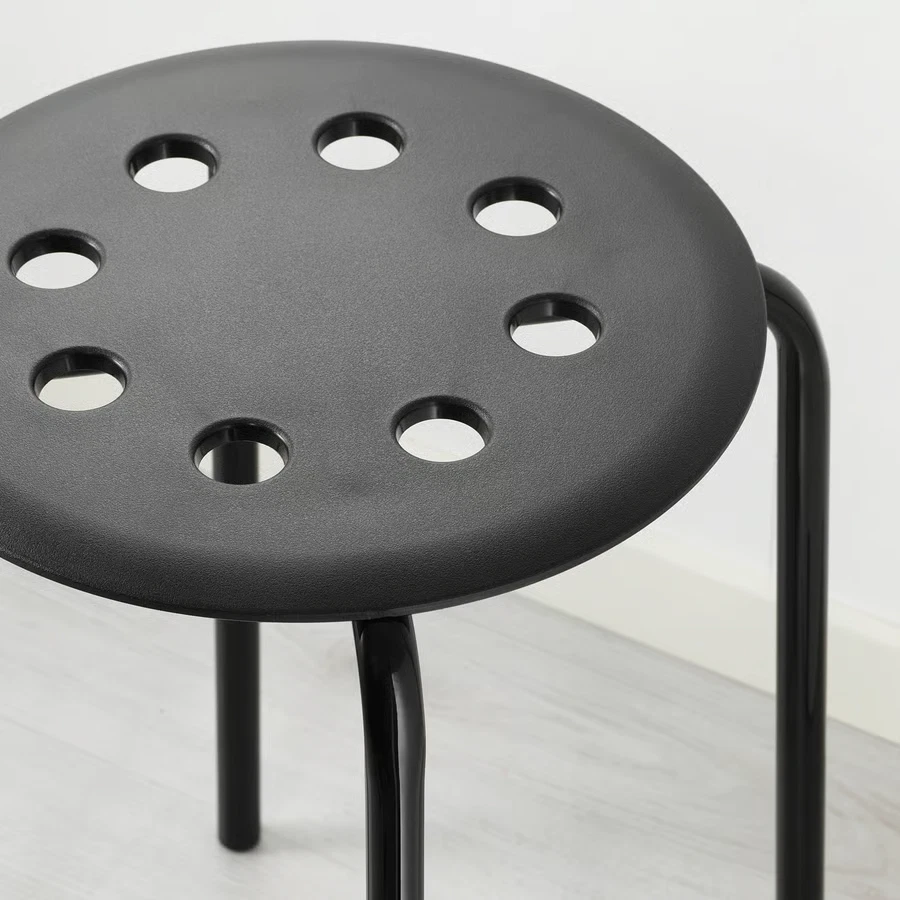 New IKEA MARIUS Stool Black 17 3/4" Modern Stackable Seat Lightweight Durable - Image 3 of 4