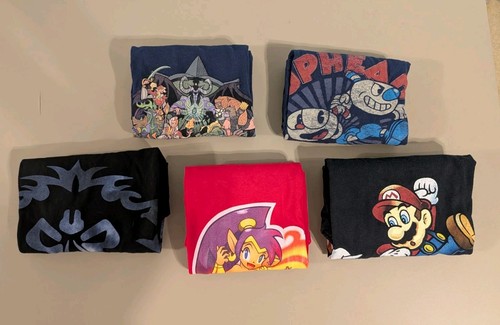 Video Game Tshirt Lot Of 5 - Blizzard Mario Shantae Hearthstone WoW Warcraft