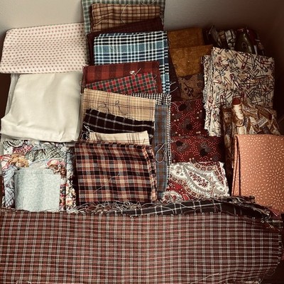 A Lot Of Sewing/quilting Fabric In Various Sizes