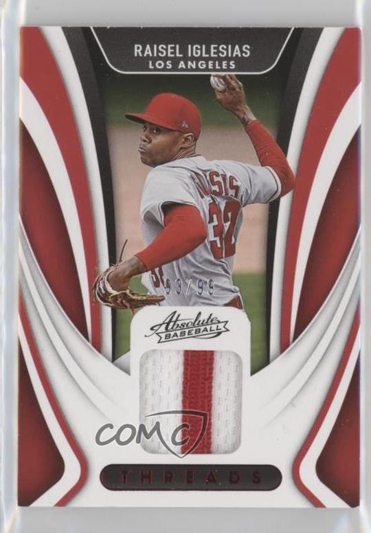 2022 Panini Absolute Retail Threads Red 93/99 Raisel Iglesias #TR-RI 0ur2