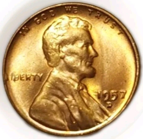 1957 D Lincoln Penny MS Red Gem-Bright Red Good Luster Very Clean One Cent Coin