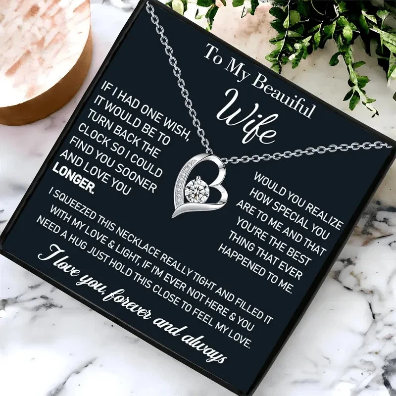 Collar Corazón Plata A Mi Hermosa Esposa Regalo De Marido "Siempre Te Amo" Foto 3 de 4