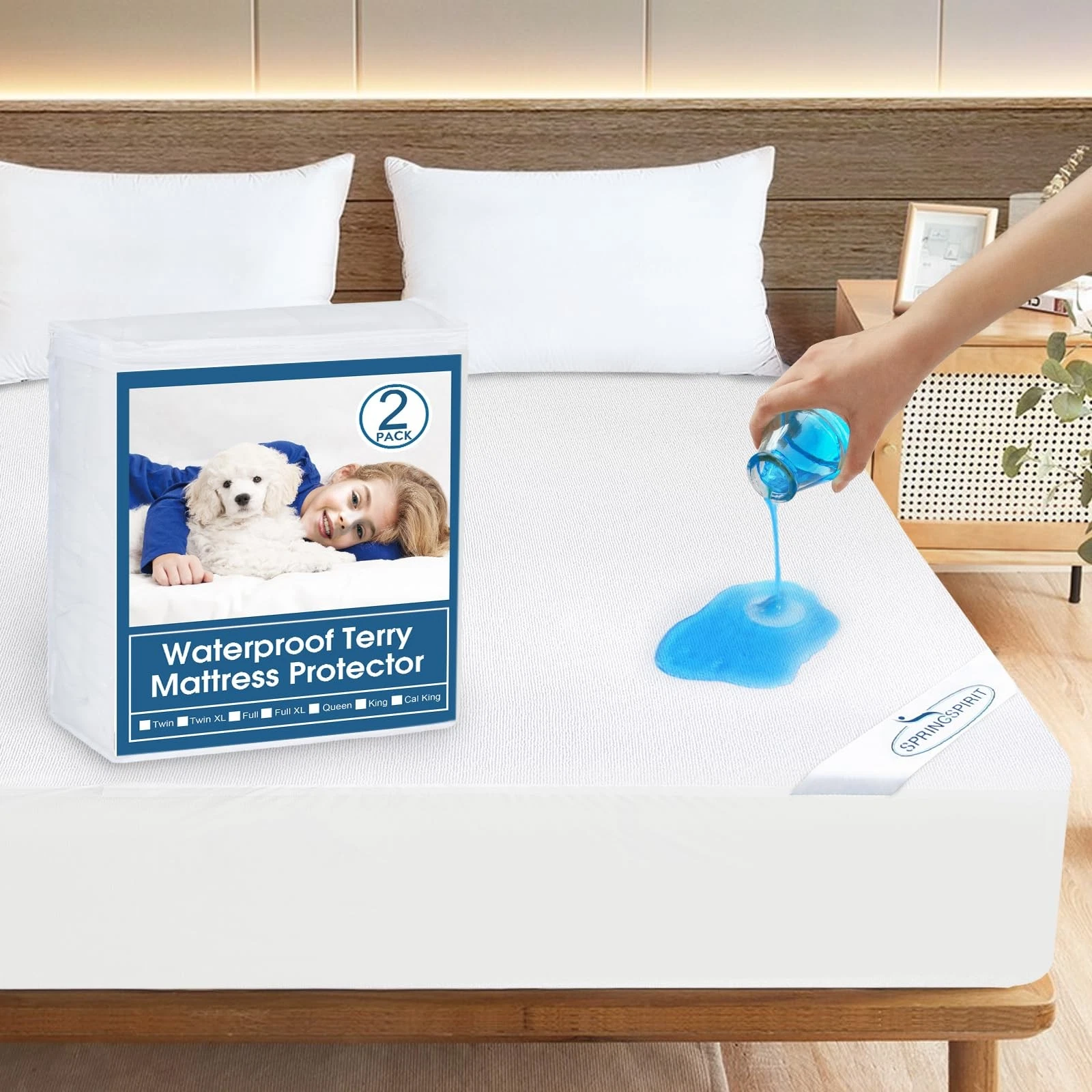 2 Pack Twin Mattress Protector Waterproof Premium Terry Twin Bed Sheets Fitte...