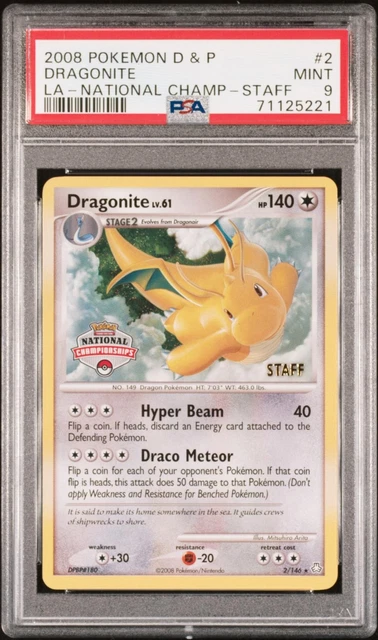 2008 Pokemon Legends Awakened Dragonite LA National Champ Staff #2 PSA 9
